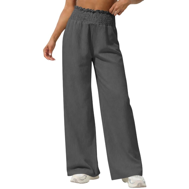 Pantalones largos para niños, de color liso, con cintura elástica y bolsillos laterales, holgados y transpirables, de poliéster.