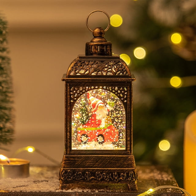 QIPOPIQ Christmas Breeze Light Lighted Christmas Globe Lantern Water Glittering ed Lantern Tree Decorations Mini Decor