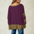 thumbnail image 3 of Hanen Long Sleeve Womens Tops Casual Fashion Women's Fall Stripe Star Long Sleeved Side Slit Pullover Sweatshirt Round Neck Loose Top Athletic Sweatshirts for Women, 3 of 5