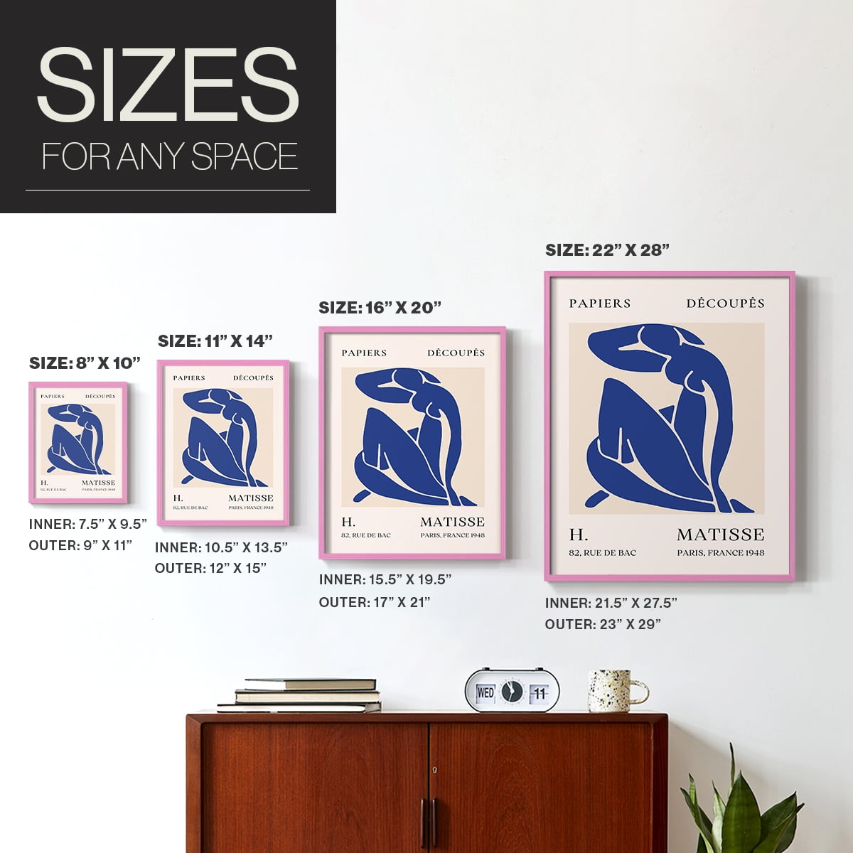 Matisse CLXVII Framed Print in Pink Solid Wood 8 x 10 Framed Print