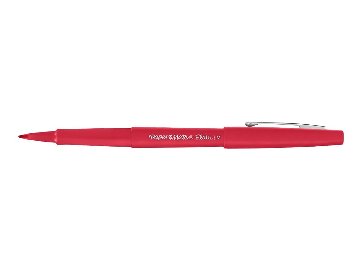 Paper Mate 8420152 Point Guard Flair Red Ink with Red Barrel Needle Tip  Stick Pen - 12/Pack