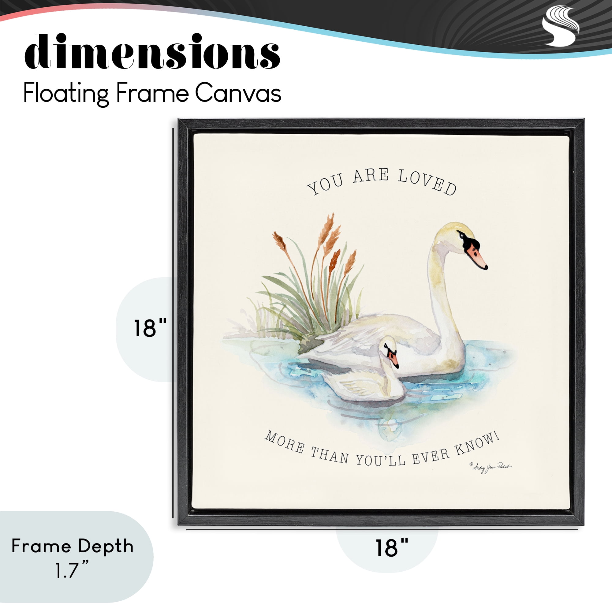 Stupell Industries More Than You Know Swans Black Framed Floater Canvas Wall Art, design by Audrey Jeanne Roberts