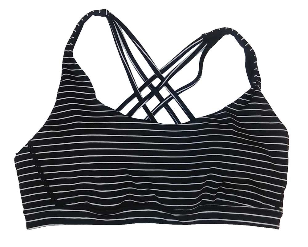 black and white striped sports bra
