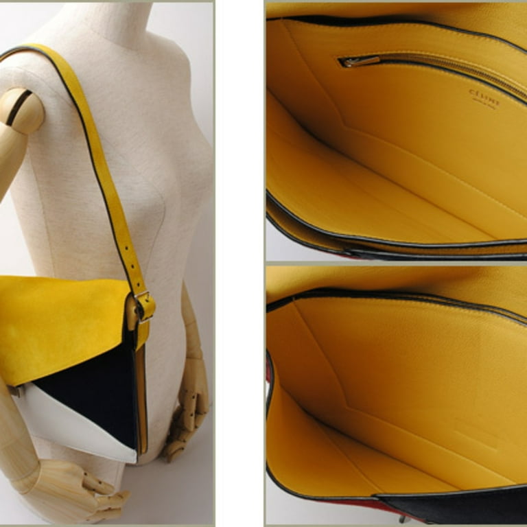 Authenticated Used Celine shoulder bag clutch 2way CELINE 171953 Yellow  with yellow strap 