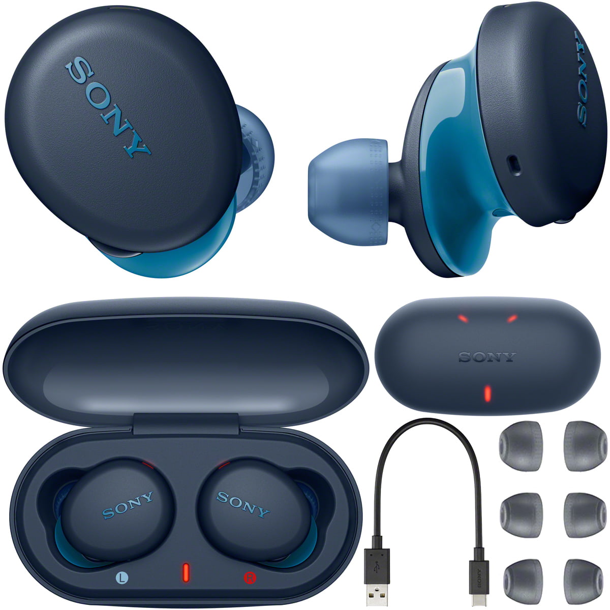 Sony WF-XB700 Truly Wireless Bluetooth Headphones with EXTRA BASS WFXB700/L  Blue Bundle with Tech Smart USA Audio Entertainment Essentials Bundle 2020  