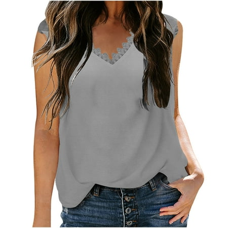 

Plus Size Tops for Women Womens Shirts Women s Summer Leisure Lace Plain Color Flared Sleeve Short Sleeve Top Blouse Nursing Tank Tops Black Corset Top Clearance on Sales Gray L