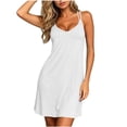 thumbnail image 3 of yoeyez Double Strap Nightgown for Women V Neck Racerback Mini Dress Flowy Soft Stretchy Sleep Dress Casual Loose Loungewear White,M, 3 of 9