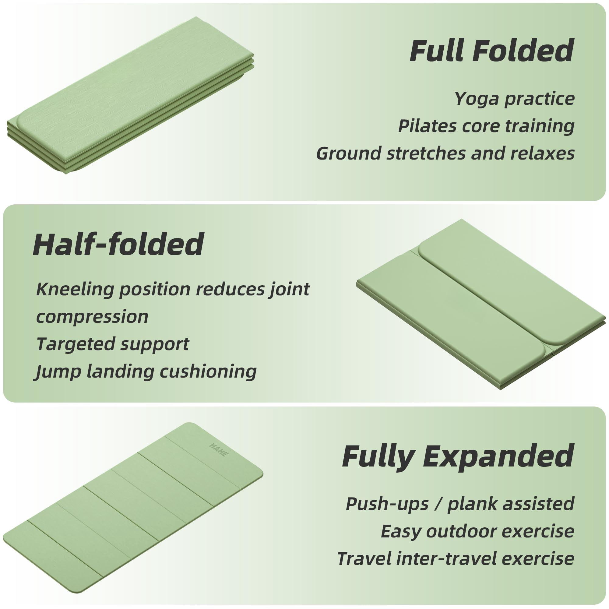 Foldable Yoga Mat 74"lx32"wx1/3"thick Folding Exercise Non-slip Wide Pilates Mats For Home Workout/travel  Portable Thick Yoga/pilates/camping/floor Exercises