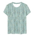 thumbnail image 5 of QUINDOS Summer T-Shirt for Women Short Sleeve Green Plus Womens Tops Floral Trip Vintage Crew Neck Tops, 5 of 5