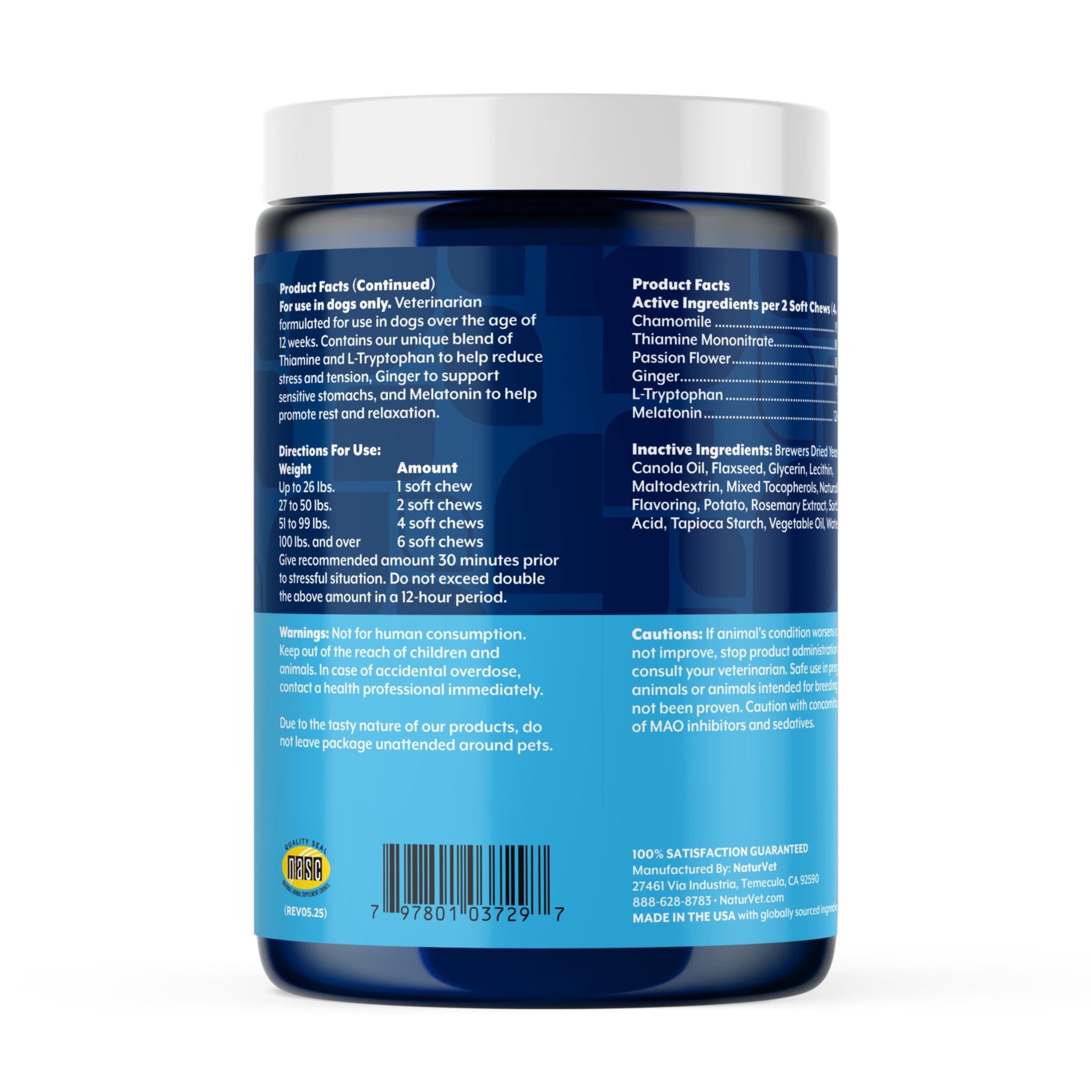 NaturVet Quiet Moments Calming Supplement for Dogs, Bacon and Chicken Flavor, 180 Count