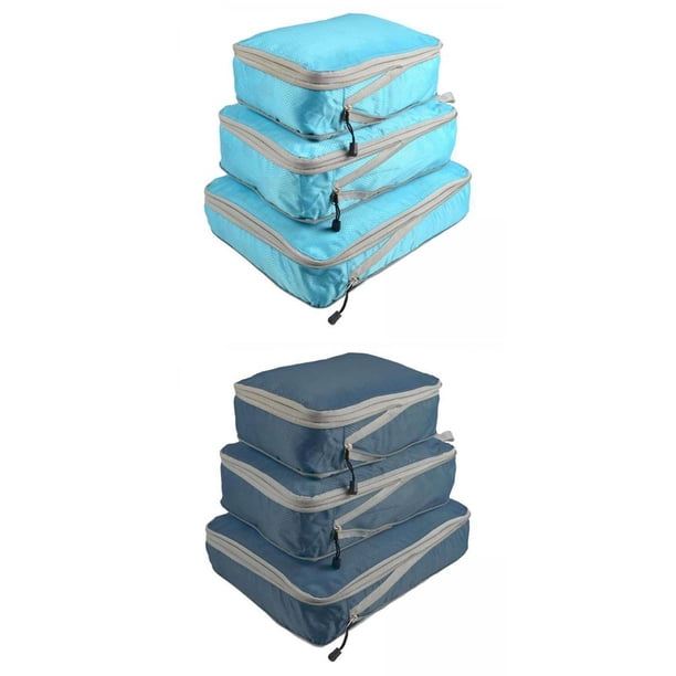 2 juegos de cubos de embalaje para maletas portátiles, expandibles, bolsas de aseo, ligeras, resistentes al desgaste, organizador de equipaje de viaje, bolsas de almacenamiento para azul BLESIY Cubo de empaque de compresión