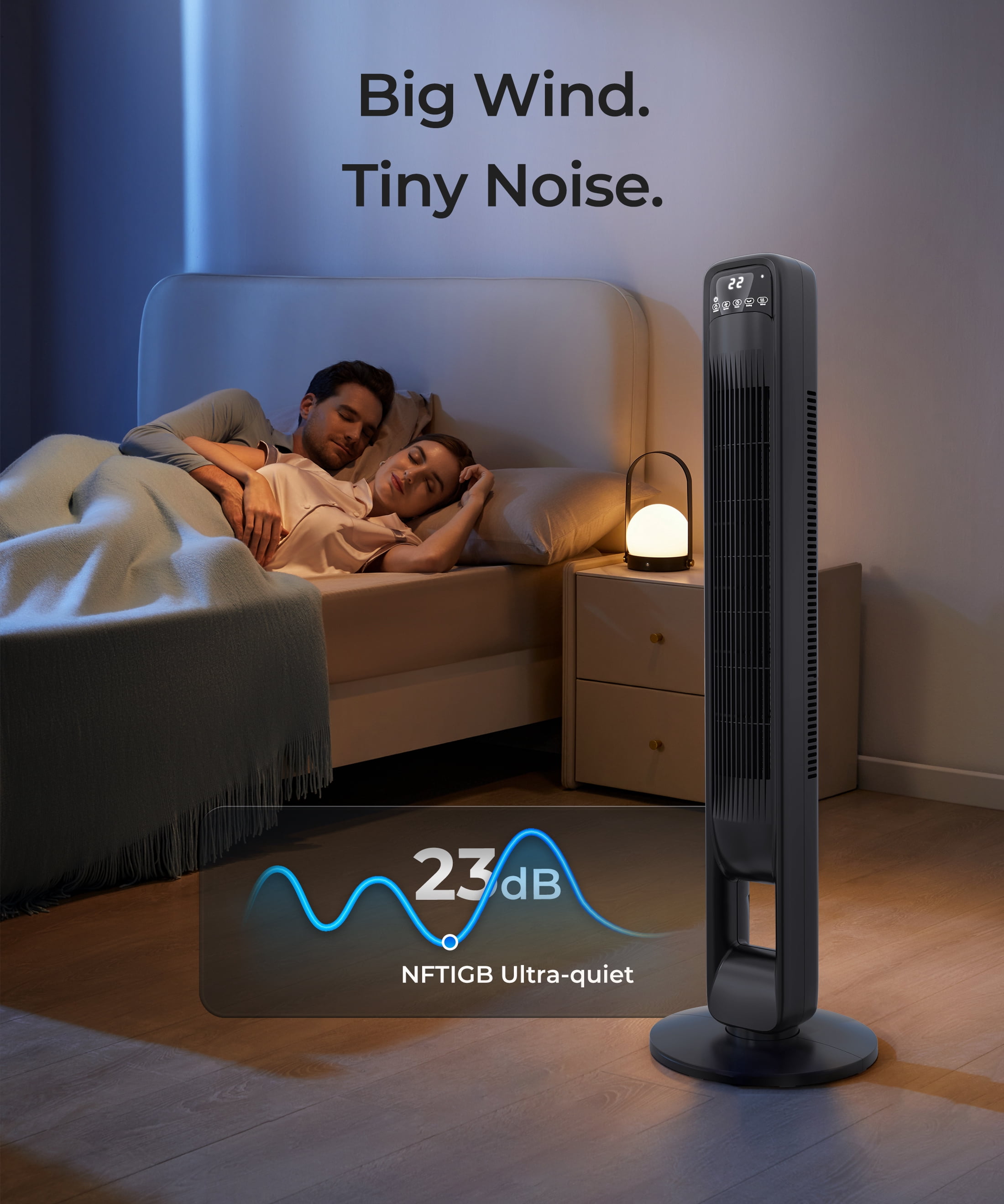 NFTIGB 39 inch Tower Fan for Large Room, Oscillating Bladeless Standing Floor Fan Home, 3 Speeds 3 Modes with Remote,New