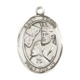 thumbnail image 2 of .925 Sterling Silver Saint Edwin Medal Pendant on 24 Inch Endless Rhodium Plated Heavy Curb Brass Chain, Catholic Religious Necklace -Made in USA- Deluxe Velvet Gift Box, 2 of 6