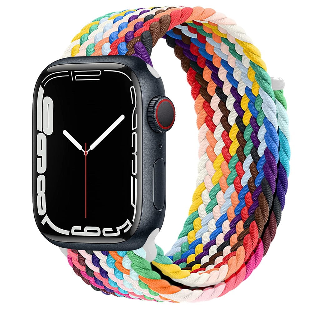 Braided Solo Loop Strap for Apple Watch Band 44mm 40mm 45mm 41mm 42mm 38mm  Nylon Elastic Belt Bracelet iWatch Serie 3 4 5 SE 6 7 -Pride Edition