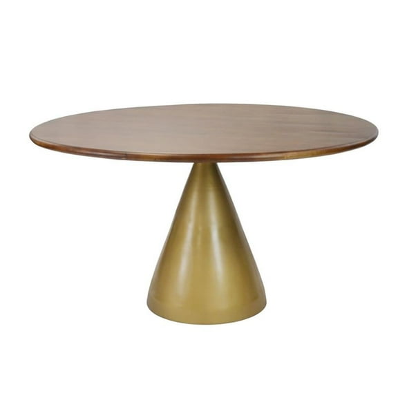 Pemberly Row Contemporary 54 In Pedestal Dining Table in Elm/Gold