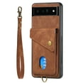 thumbnail image 5 of Nalacover for Google Pixel 6A, Slim Case Wallet with Credit Card Holder, Back Flip Premium Leather Magnetic Clasp Kickstand Wirst Hand Strap Shockproof Cover for Google Pixel 6A, Brown, 5 of 7