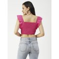 thumbnail image 2 of Moomaya Womens Crop Top, Square Neck, Flutter Sleeve Cotton Short Top Casual, 2 of 8