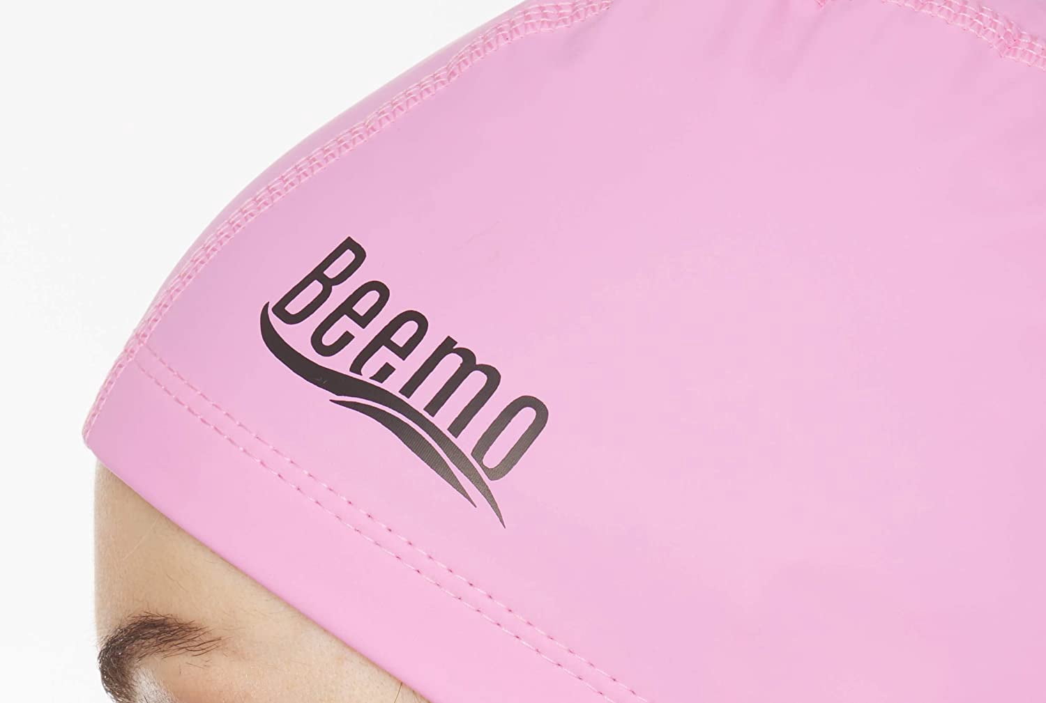 Beemo Latex Lycra Swim Cap for Long or Short Hair - Stretchable Head Cap - Light Pink