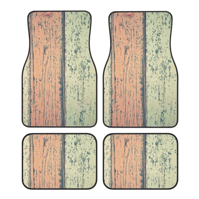 Fotbe Hardwood Juego de 4 Tapetes para Auto con Estampado – Alfombrillas de Goma Reforzada, Diseño Antideslizante, Protección para Todo el Año – Vehículos, Autos, Camionetas y SUVs