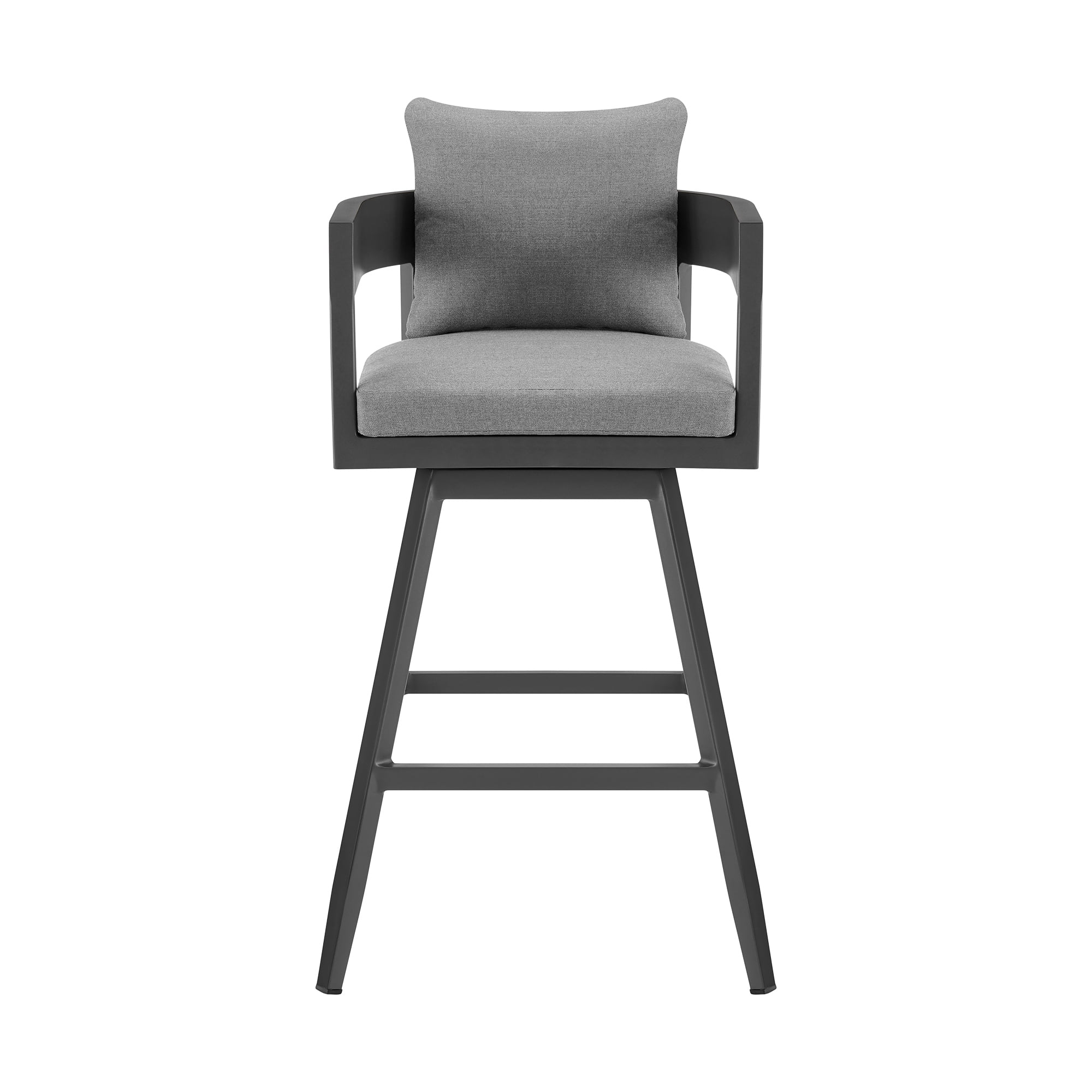 Menorca Outdoor Patio Swivel Counter Stool in Aluminum with Gray Cushions - Set of 3