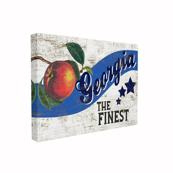 The Stupell Home Decor Collection Rustic Americana Star Fruit Crate Finest Peaches Georgia State Stretched Canvas Wall Art, 16 x 1.5 x 20