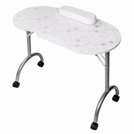 Clearance！Portable MDF Manicure Table with Arm Rest & Drawer Salon Spa Nail Equipment