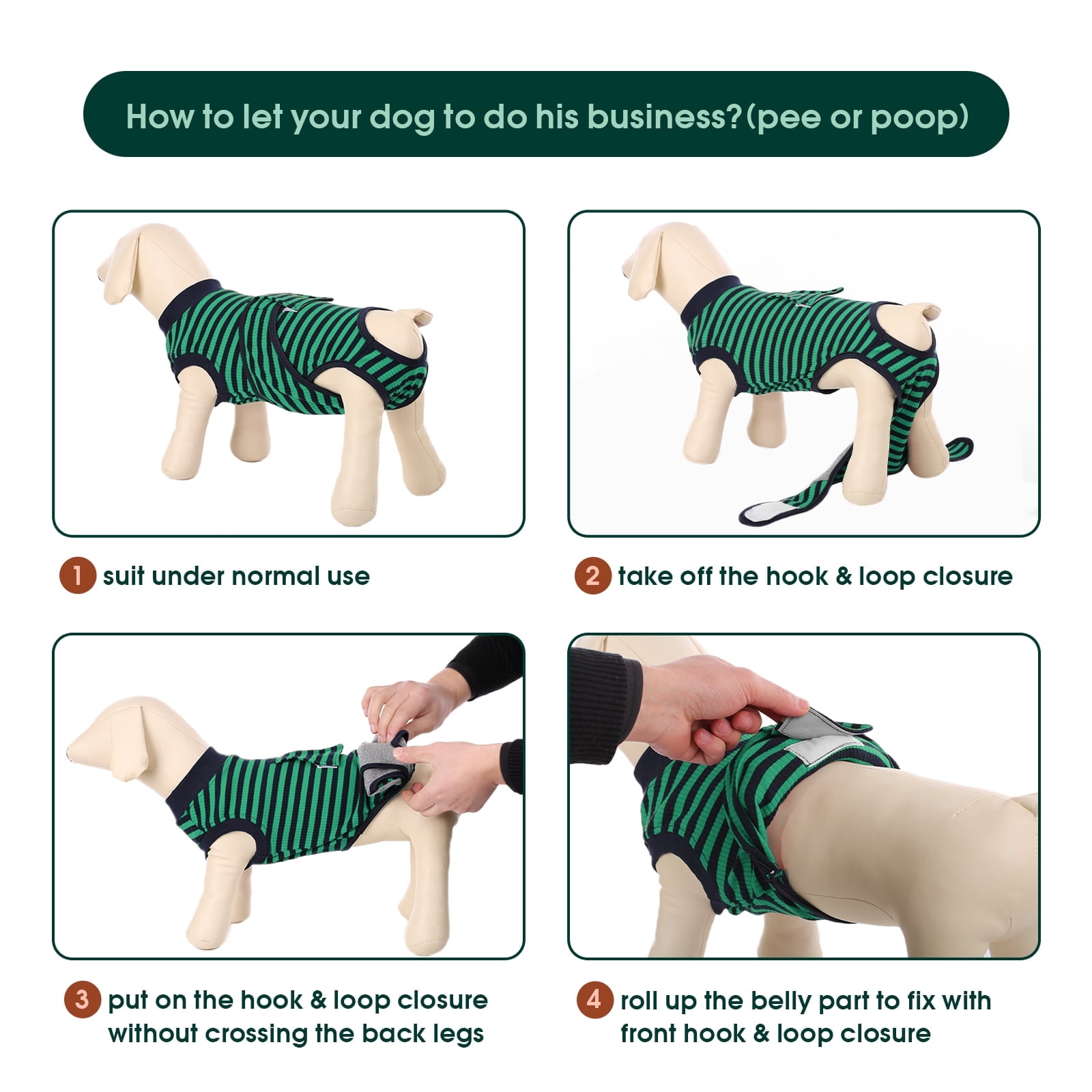 Kuoser Dog Surgical Recovery Suit Dogs Cat Onesie after Surgery,Green,XS
