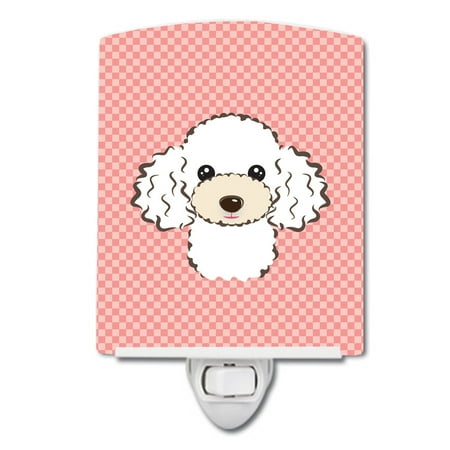 

Caroline s Treasures BB1257CNL Checkerboard Pink White Poodle Ceramic Night Light 6x4x3 multicolor