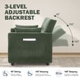 thumbnail image 6 of 3-in-1 Sleeper Sofa with Pull Out Bed,Loveseat Sofa Bed,Modern 2 Seater Convertible Small Couch with Pockets and USB for Living Room Bedroom Apartment (Green, Corduroy), 6 of 8