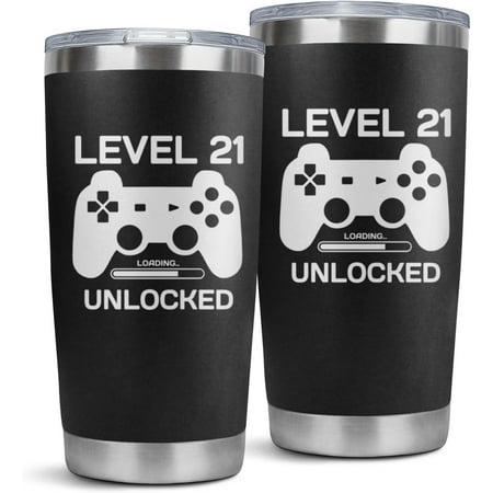 

21st Birthday Gifts Men Women for Him Her 21 Years Old Funny Birthday Gifts Idea Level 21 Unlocked 20oz Tumbler Cup