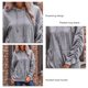 thumbnail image 5 of Sudadera con capucha plisada de manga larga, cuello redondo, bolsillo con cordón, sudadera con capucha para mujer, gris claro S, 5 of 6