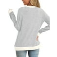 thumbnail image 4 of MOSHU Color Block Sweaters for Women Crewneck Long Sleeves Fashion Tops Pullover Fall Lightweight Women Sweaters, 4 of 11