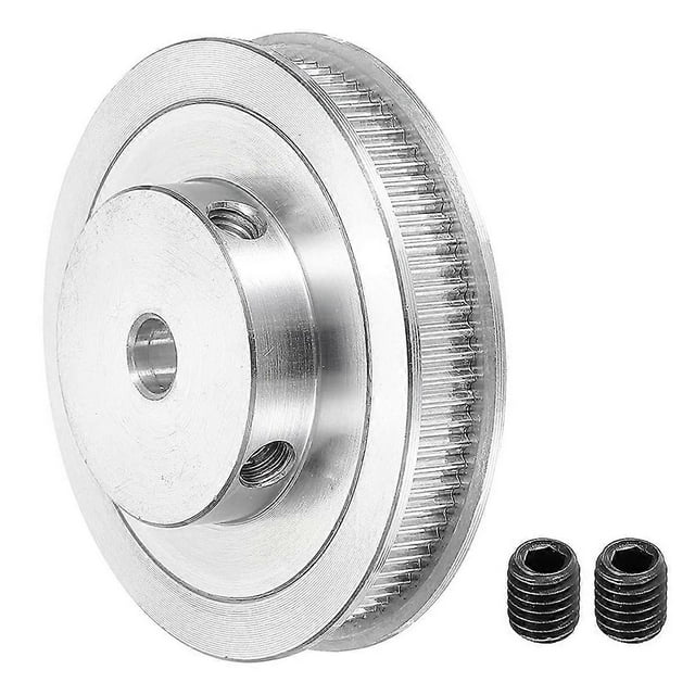 80 Teeth 8mm Bore Timing Pulley, Aluminium Synchronous Wheel Silver with M5 Screw for 3D Printer Bel