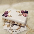 thumbnail image 5 of Bolso de noche de cuero para mujer, cartera de mano con flores para cena, fiesta, boda, color blanco (flores aleatorias), 5 of 5