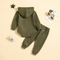 thumbnail image 4 of Odeerbi Baby Layette Set Infant Boys Girls Clothes Ribbed Romper Bodysuits Spring Fall Outfits Toddler Kids Fashion Cute Solid Color Long Sleeve Hooded Romper Pants Suit Olive Green, 4 of 9