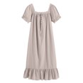 thumbnail image 4 of cfhntfmh Nightgowns for Women Soft Cotton Lace Short Sleeve Sleepwear Comfy Square Neck Buttons Ruffle Hem Ladies Nightdress, 4 of 4