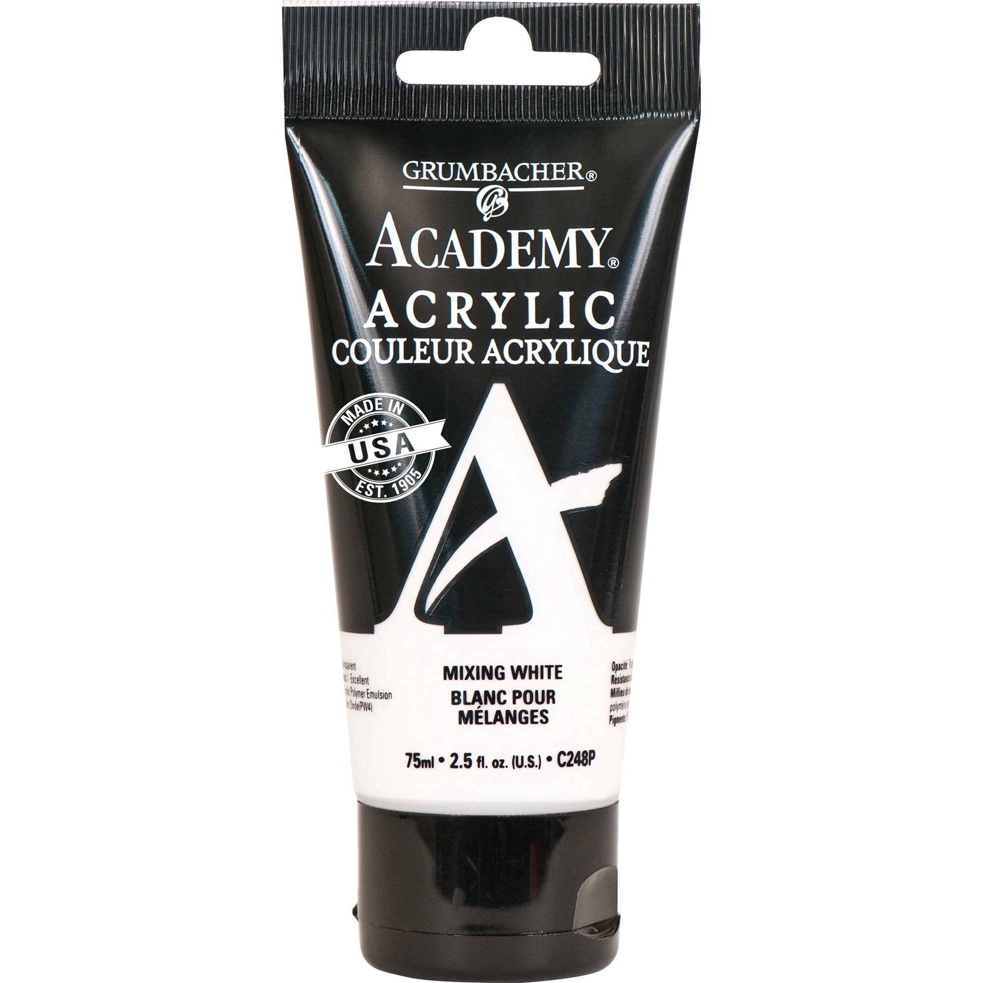 (2 pack) Grumbacher Academy Acrylic Paint 75ml Tube - Mixing White