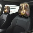 2 PCS Car Headrest Cover, Sunshine Pink Flower Cat Soft Car Seat Head