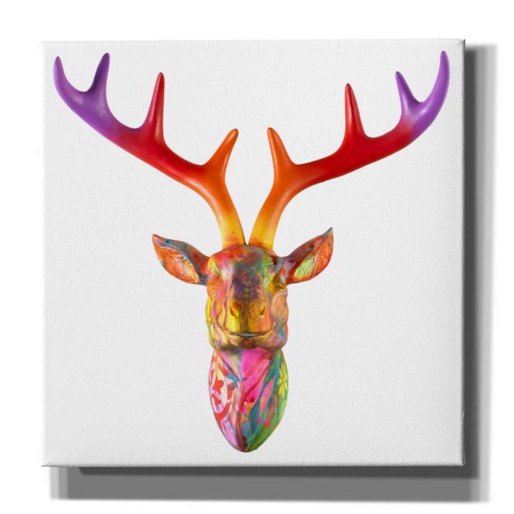 Epic Graffiti 'Deer Bust' by Dean Russo, Canvas Wall Art, 12"x12"