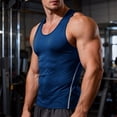 thumbnail image 2 of GuangCheng Men's Stringer Tank Tops Slim Fit Sleeveless Vest Gym Workout Bodybuilding Fitness Muscle T Shirts,Blue,Size S, 2 of 9