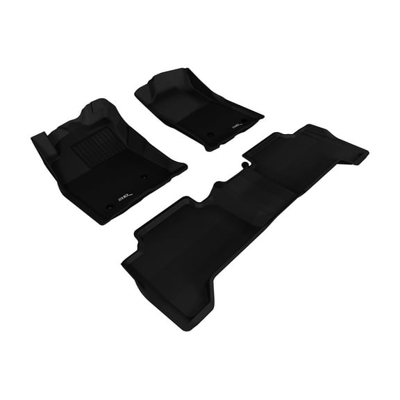 3D MAXpider Complete Set Custom Fit All-Weather Floor Mat for Select Toyota Tacoma Models - Kagu Rubber (Black)