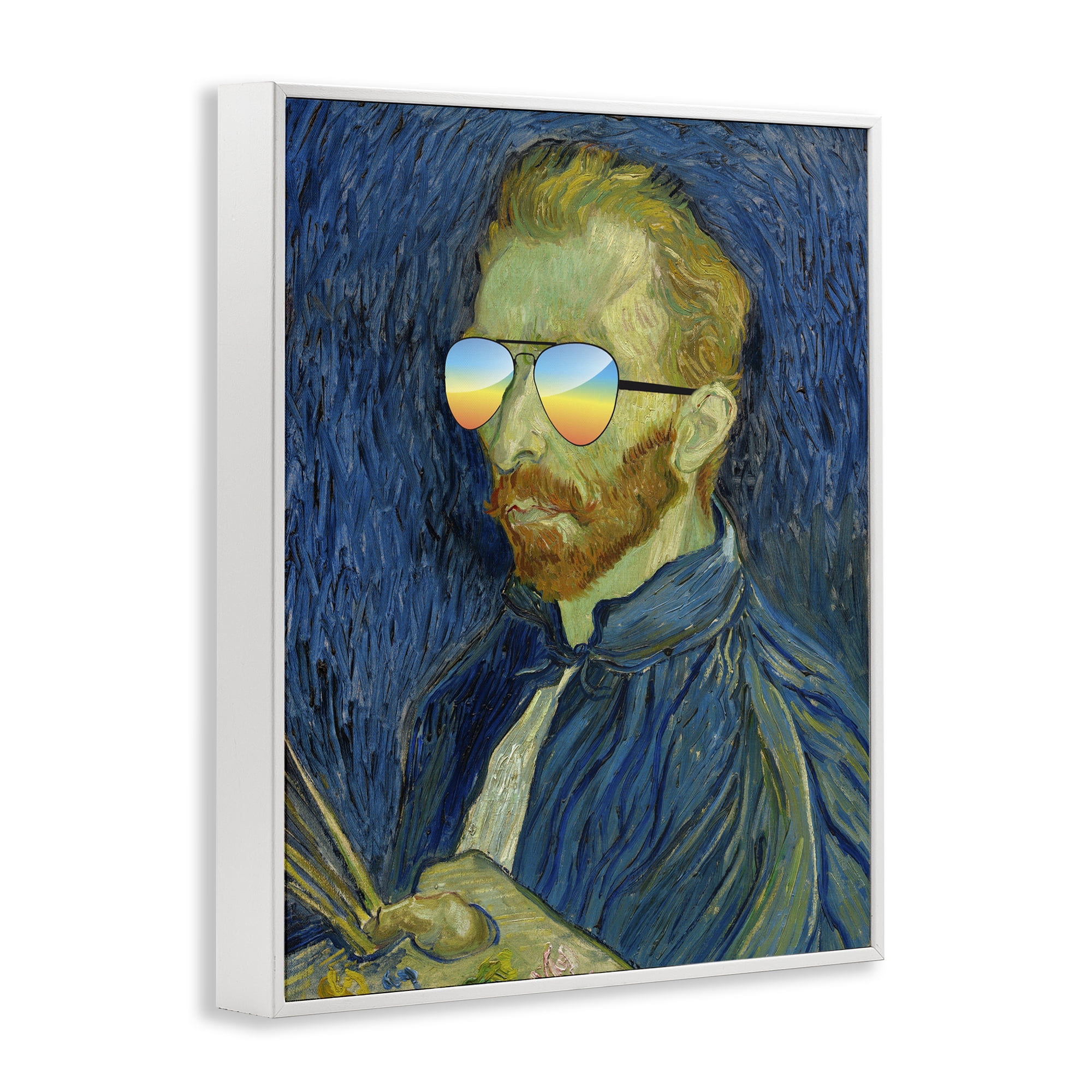 Funny Van Gogh Sunglasses White Framed Giclee Art, design by Masters Redux
