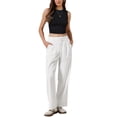 thumbnail image 2 of Striped Pants for Women High Waisted Wide Leg Casual Work Long Pants S White, 2 of 6