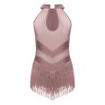 thumbnail image 2 of YONGHS Robe de Danse Latine à Franges pour Filles, Costume de Bal à Sequins, Tango Rumba, Tenue de Danse Rose Poussiéreux 12, 2 of 5