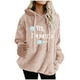 thumbnail image 3 of CFLVAEK Yes I'm Still Cold Hoodies for Women Fuzzy Fleece Winter Warm Hooded Pullover Oversized Long Sleeve Sweatshirts Plus Size Drawstring Sweatshirt with Pocket Pink XL, 3 of 7