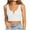 White, variant on Crop Tops for Women Ribbed Button Deep V Neck Seamless Low Cut Going out Sleeveless Undershirts