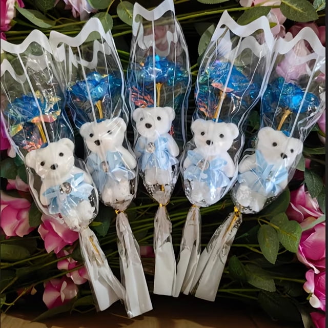 10 piezas de rosa que cambia de Color, pequeño osito de peluche, rosa arcoíris, regalos for el día de la madre, fiesta de cumpleaños, regalos for mujeres, decoración de boda