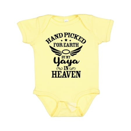 

Inktastic Handpicked for Earth by My Yaya in Heaven with Angel Wings Gift Baby Boy or Baby Girl Bodysuit