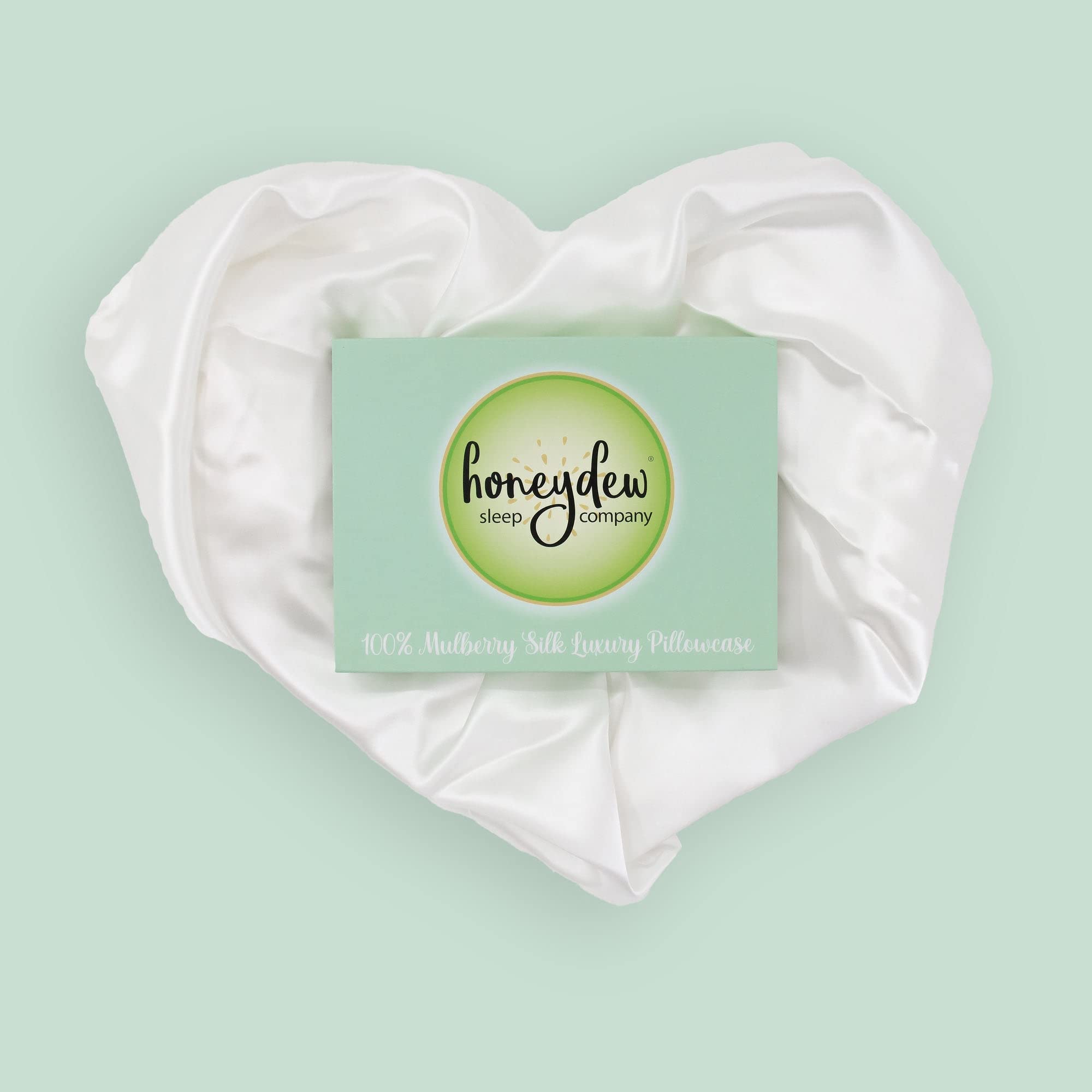 Honeydew Queen Organic Silk Curved Pillowcase – Luxury Side Sleeper Pillow Cover, Powdered Sugar White