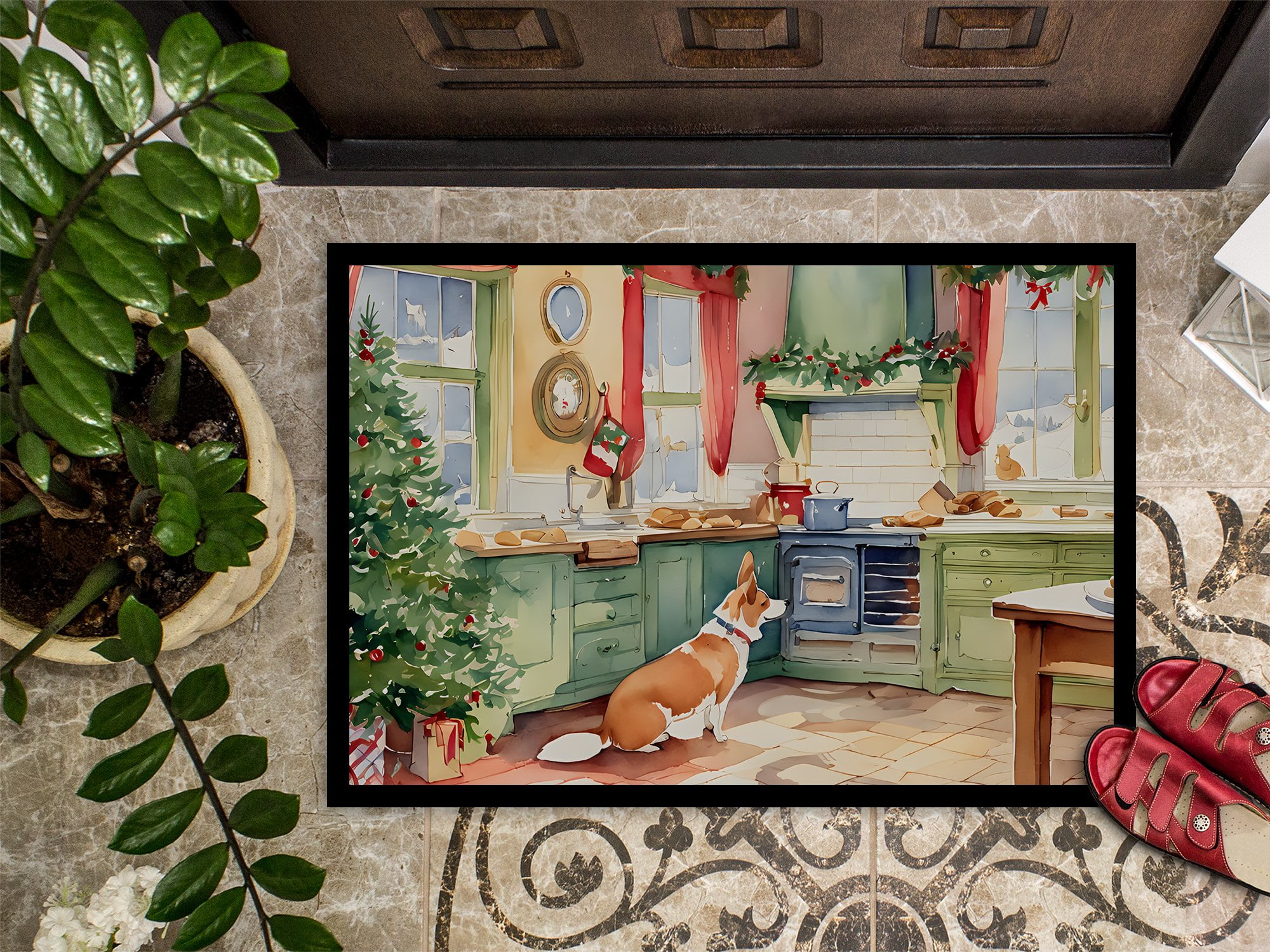 Carolines Treasures DAC3771MAT 18 x 27 in. Unisex Corgi Christmas Cookies Doormat